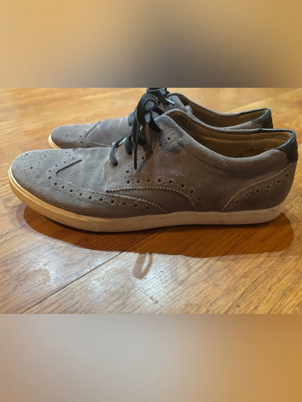 Cole Haan Men’s Gray Suede Wingtip Lace-Up Loafers